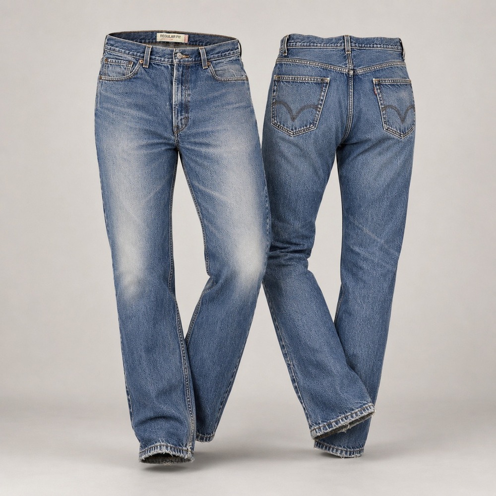 Levis 505 Regular Fit Jeans Mens 36x30 Blue Cotton Denim Straight Leg Y2K